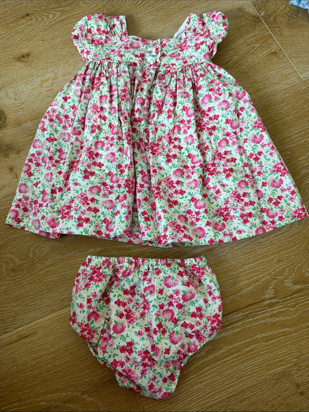 Ralph Lauren Girls Pink Floral Smocked Dress & Bloomers